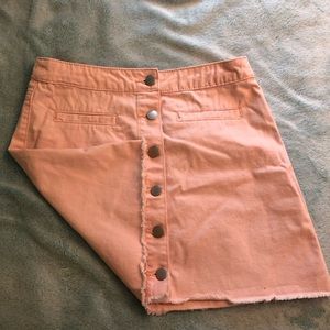 Pastel pink denim skirt